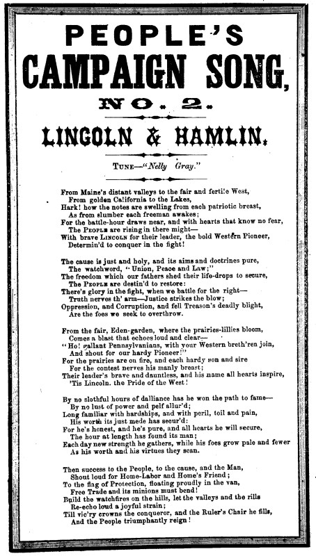 Nelly Gray (People's Campaign Song, 1860)